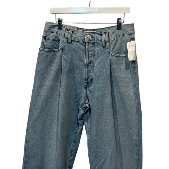 AGOLDE WOMENS 29 FOLDED WAISTBAND HIGH RISE ANKLE WIDE JEANS SIDELINE BLUE NEW - Picture 7 of 15